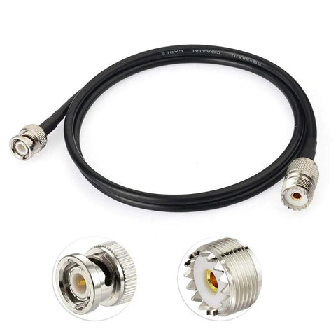 UHF Female SO239 To BNC Male Adapter Cable Pro Grade For 50 Ohm RG58 Coax, 3 Feet, connectors detail view