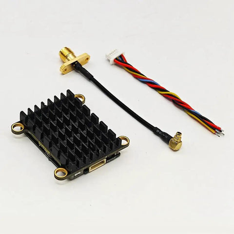 Hardcore 5.8G FPV VTX Transmitter 2W 64CH With TBS OSD PAL NTSC Support cables and connector on white background