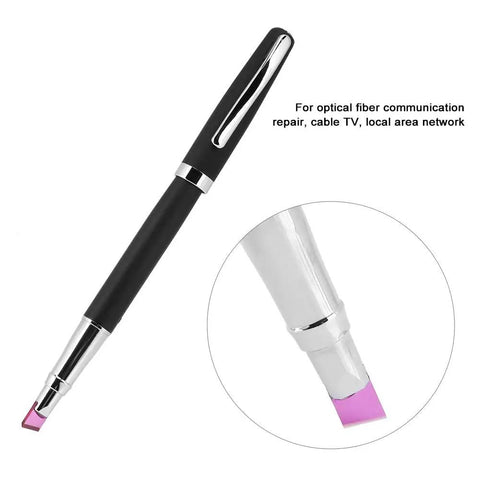 Ultra Clean Fiber Cutter Pen Style With Flat Ruby Blade For Optical Fiber shown with black body and pink ruby blade