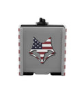 Universal Golf Cart Phone Mount With Heavy Duty Strap For Hands Free Gps And Score Tracking Patriotic Flag Caddy front view with American flag design