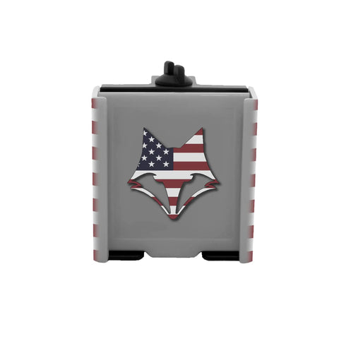 Universal Golf Cart Phone Mount With Heavy Duty Strap For Hands Free Gps And Score Tracking Patriotic Flag Caddy front view with American flag design