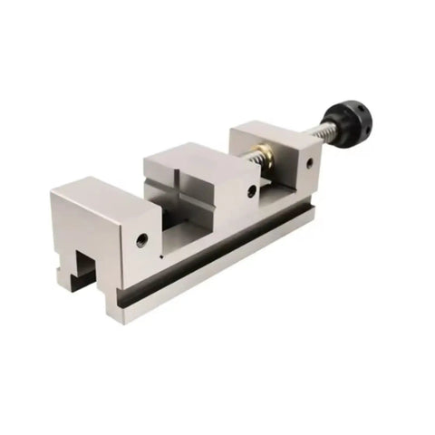 Heavy Duty Industrial Machine Vise Featuring Lightning Quick Adjust Slide Bar And Precise Beveled Jaws For Solid Grip On Cnc Mills And Garage Rigs, close-up view.