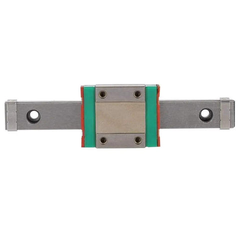 Front view of Tiny But Mighty Linear Rail Kit with Mini Bearing Block for Small Equipment and Precision Measuring Machines, 100mm length.