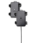 Battery Powered IR Beam Sensor Animatronic Activator For Halloween Displays With 20 Ft Range And Multicolor Lighting Easy Setup Includes Emitter And Receiver Cords And Mounting Hardware For Quick Spooky Scene Activation, showing emitter and receiver units.