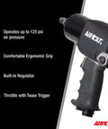 1460-XL Twin Hammer One Half Inch Drive Metal Impact Wrench With 725 Ft-Lbs Max Torque features and ergonomic grip