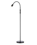 Adjustable LED Floor Lamp With Dimmable And Zoomable Spotlight, Flexible Gooseneck For Reading, Crafting, And Desk Tasks, Matte Black Standing Lamp