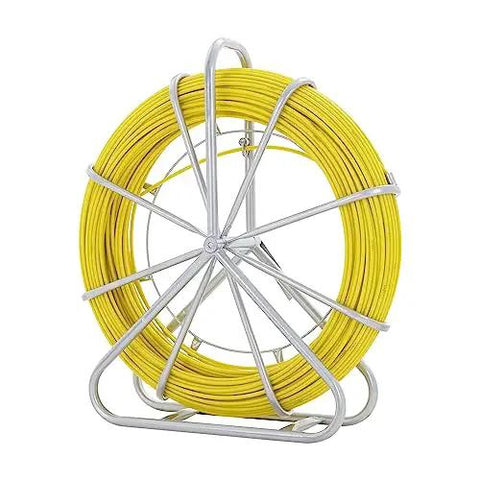 Fiberglass Fish Tape 425 Foot Long Quarter Inch With Pro Grade Durable Stand on display