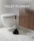 Magnetic Drip-Free Toilet Plunger and Holder Set for Modern Low-Flow Toilets, Stainless Steel Black Finish in Bathroom Setting