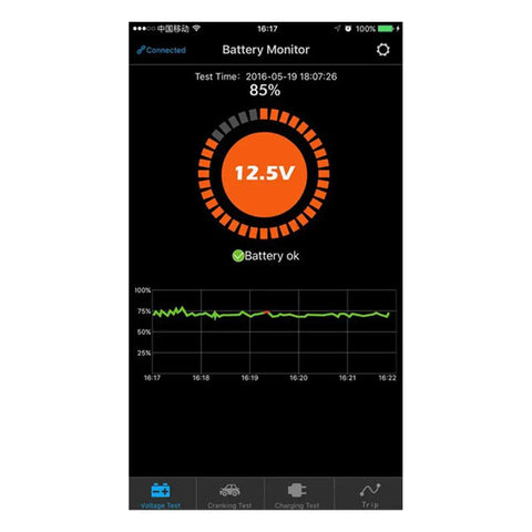 Heavy Duty Wireless Battery Monitor Smart Tester With Bluetooth For Lead Acid Packs shows voltage 12.5V and battery status.