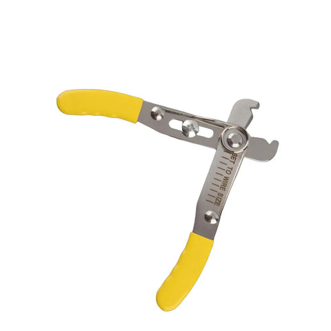 Rugged 5 Inch Wire Strippers And Adjustable Cutting Pliers With Cushioned Rubber Grip Handles showing dual head design for cable and wire.