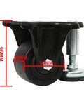 Built Tough Heavy Duty Furniture Casters That Roll Smooth As Silk With Thick Silent Rubber Pads For Stress Free Moving Of Weighty Couches Cabinets And Storage Units Universal Wheel 4 Pack close-up view showing wheel dimensions and design.