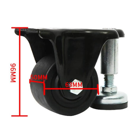 Built Tough Heavy Duty Furniture Casters That Roll Smooth As Silk With Thick Silent Rubber Pads For Stress Free Moving Of Weighty Couches Cabinets And Storage Units Universal Wheel 4 Pack close-up view showing wheel dimensions and design.