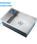 Drop In Kitchen Sink Single Bowl Stainless Steel 16 Gauge 304 Grade With Sink Strainer, Waste Basket And Bottom Grid, 27 by 18 inch