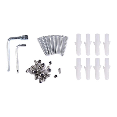 No Fuss Heavy Duty Fold Down Garage Wall Shelf Built Hella Sturdy With Alloy Steel support hardware, screws, and anchors for installation.