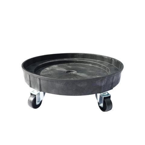 Heavy Duty Drum Dolly Cart For 30 And 55 Gallon Drums Up To 900 Lb Capacity with swivel casters, black plastic platform