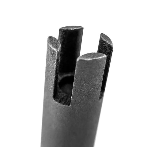 Close-up of a durable steel 4-flute tap extractor from the Tap Extractor Set 4 Flute Broken Head Remover For Stripped Taps.
