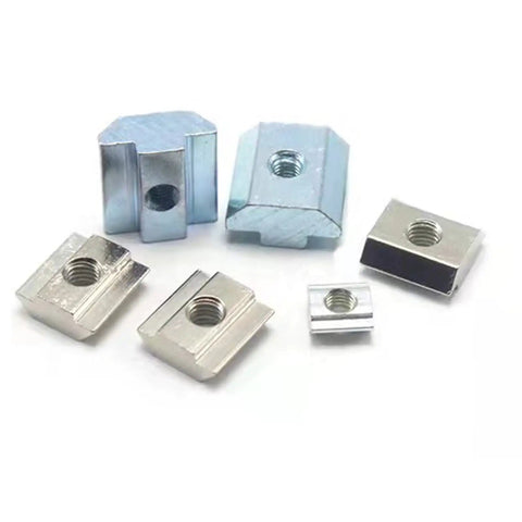 30 Pcs Hella Secure M8 T Sliding Hammer Block Nuts for 4040 Aluminum Extrusion Profiles with 8mm T Slot showing various sizes and finishes.