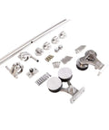 Sliding Barn Door Hardware Kit Top Mounted Dual Wheel Stainless Steel Dope Setup Easy To Install shown with components and track