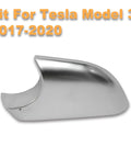 Driver Side Tesla Model 3 Lower Mirror Cover Chrome Base Bezel Trim showcasing a shiny silver finish for 2017-2022 vehicles.