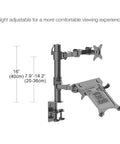 Heavy Duty Dual Monitor Arm Stand With Full Motion Height Adjustable Desk Mount For 10 To 27 Inch Screens And 15.6 Inch Laptops Up To 22 Lbs Each, showing height adjustment features.