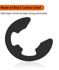 580 Piece Pro Grade 65Mn Steel E Type Retaining Rings Set for Small Shafts M1.5 to M10, Circlips for Precision Instruments, Gauges and Repair Kits, Black Finish, Heavy Duty Fixing Hardware black carbon steel E clip