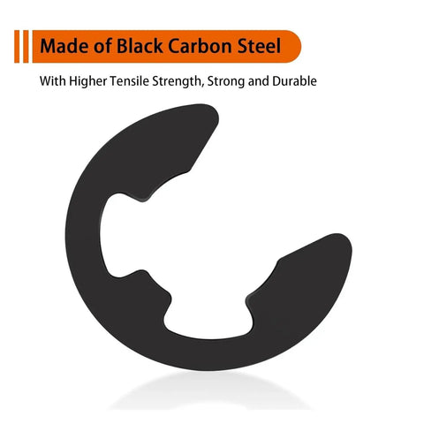 580 Piece Pro Grade 65Mn Steel E Type Retaining Rings Set for Small Shafts M1.5 to M10, Circlips for Precision Instruments, Gauges and Repair Kits, Black Finish, Heavy Duty Fixing Hardware black carbon steel E clip