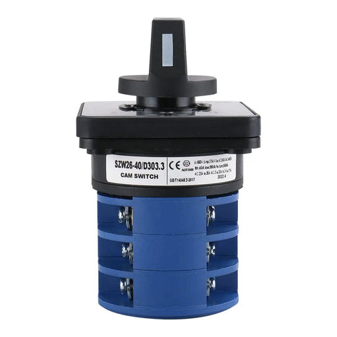 40A Beefy Rotary Cam Changeover Switch For 660V AC Three-Phase Power, 12-Terminal SZW26-40/D303.3, 1-Pack, front view