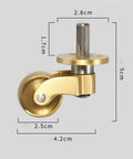 Big Time Heavy Duty Universal Caster Wheels 360 Swivel Rotation Solid Brass Casters size details with measurements on light background.