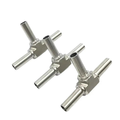 Three Beefy Three Way Tee Reducer Pipe Fitting In 316L Stainless Steel BA Grade, Auto Weld Connector, different angles
