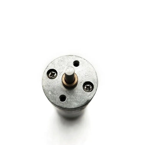 Top view of JGA25-370 Gear Motor 12V DC Low RPM High Torque Micro Gearbox Motor for Robotics, showing metal housing and 4mm D shaft.