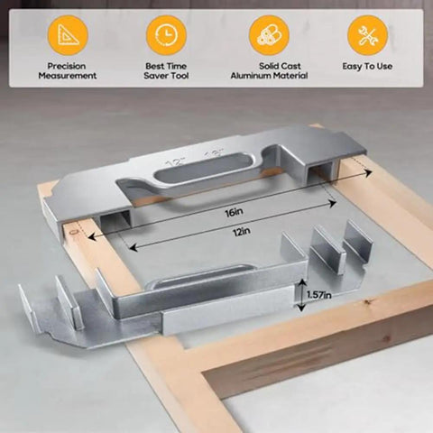 2-in-1 Stud Finder & Spacing Tool 16 & 12 Inch Center Layout Tool Cast Aluminum on a wood frame for accurate installations.