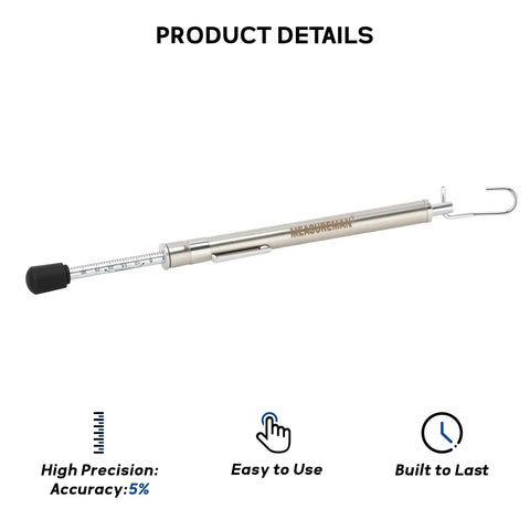 Dual End Door Force Gauge Workhorse With Push Pull Tester 0 to 35 Pounds and 16 Kilograms, Stainless Steel Body With Hook, Door Closer and Lock Adjustment, ADA Compliance Verified, Lightweight and Highly Accurate. Stainless steel push pull tester with hook and scale