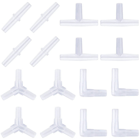 Assorted white Pawfly aquarium airline tubing connectors; plastic inline fittings for air pumps, 40-piece set.