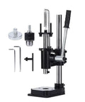 Leather Hole Puncher Handy Punching Machine Manual Press with Drill Chuck shown with tools and accessories for leather crafting