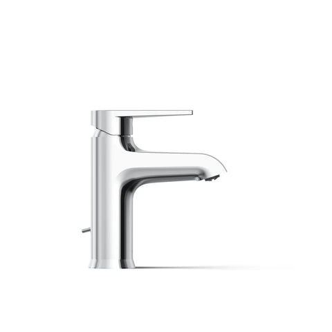 Side view of Hint Single-Handle Bathroom Sink Faucet With Ceramic Disc Valve, 1.2 GPM, Polished Chrome, sleek modern design.