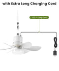 18 Inch Portable Canopy Ceiling Fan With Remote Wireless Battery Operated Light And Fan showing 13.2 ft charging cord