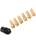 Premium High Performance Collet Chuck Sleeves Set With Multi Size Options Ranging From 1mm To 3.2mm And Easy Fit Black Cap displaying six brass sleeves and one black cap.