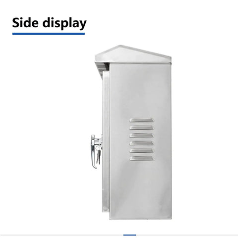 Side view of 304 Stainless Steel Outdoor Electrical Box Enclosure For Electronics IP67 Waterproof Weatherproof NEMA Wall Mount