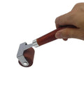 Soft Rubber Brayer Roller With Wooden Handle For Printmaking And Inking Blocks, hand holding smooth ink roller, side view