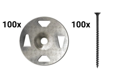 Kerdi-Board Screws And Washer Set For Wood Stud Framing 100 Coarse Thread Screws And 100 Galvanized Steel Washers