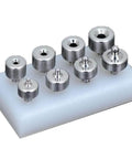 Four Piece 100 Degree Dimple Die Set For Sheet Metal Pro Grade Compatible With Hand And Pneumatic Rivet Squeezers on white block display