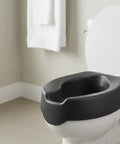 4 Inch Soft Raised Toilet Seat With Lid For Easy Sit Down And Stand Up Handles Included, 300 Lb Capacity, Black