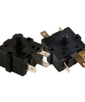 Hot Electric Room Heater Rotary Switch Selector 250V 16A 3 Pin 2 Gear 5 Pin 3 Gear Options, black plastic, close-up view