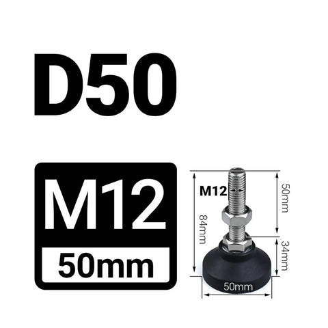 Legit Heavy Duty Adjustable Furniture Legs With Swivel Glide Pads M12 Threads Rock Solid Leveling Feet Four Pack, M12, 50mm diameter.