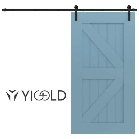 8ft Sliding Barn Door Hardware Kit with J Shape Hangers, Antique Style, Ultra Quiet Glide, Upgraded Carbon Steel Track