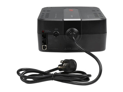 Back view of 650VA UPS Battery Backup And Surge Protector For Computers And Home Office Gear, 8 Outlets, Ethernet Protection, BE650G1