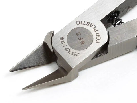 Sharp Pointed Side Cutter For Model Building No 123 Precision Plastic Sprue Cutter with slim jaw, detailed close-up view.