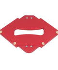 Rock Solid Router Table Corner Jig With Rugged Aluminum Radius Template Set showing red aluminum base with cut-out for router use.