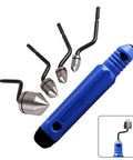 Minhe NB1000 Deburring Handle With Interchangeable BC6301 BC8301 BC1041 BC1651 Chamfer Cutter Heads, blue handle with various cutter heads.