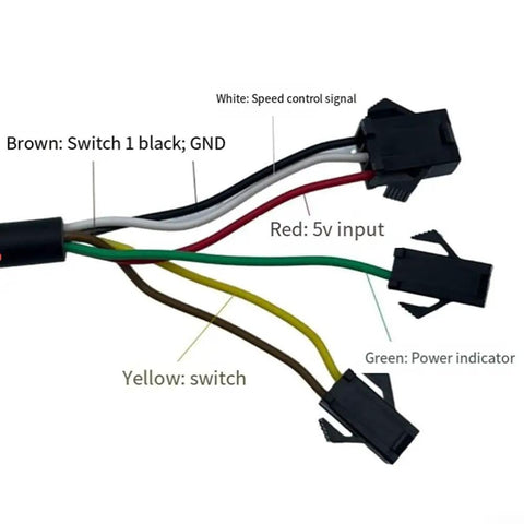 Thumb Throttle For Electric Bikes And Scooters With 7/8 Inch Handlebar, LED Display, wiring harness details